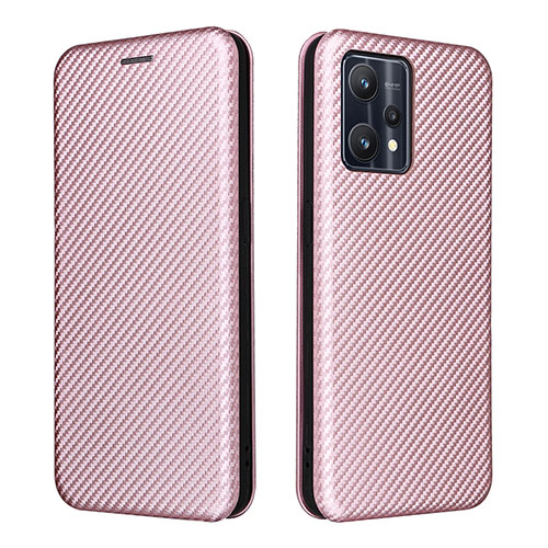 Leather Case Stands Flip Cover Holder L07Z for Realme 9 Pro 5G Rose Gold