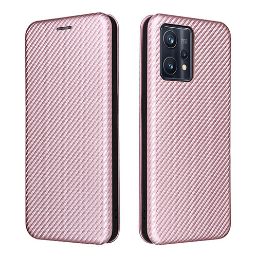 Leather Case Stands Flip Cover Holder L07Z for Realme 9 Pro+ Plus 5G Rose Gold