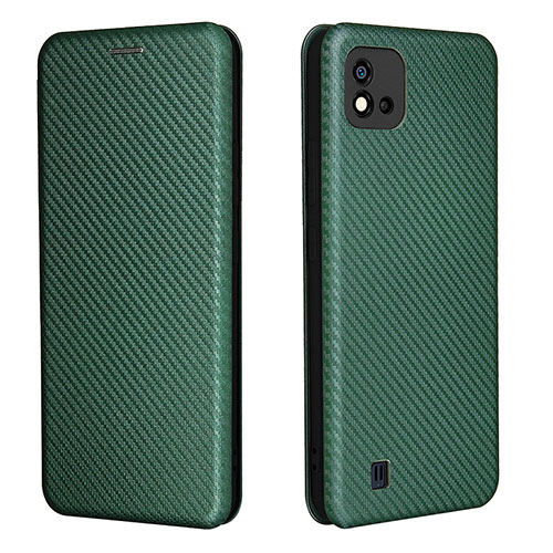 Leather Case Stands Flip Cover Holder L07Z for Realme C11 (2021) Green