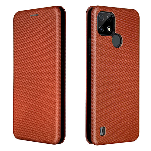 Leather Case Stands Flip Cover Holder L07Z for Realme C21 Brown