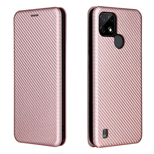 Leather Case Stands Flip Cover Holder L07Z for Realme C21 Rose Gold