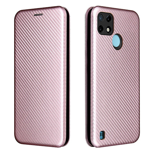 Leather Case Stands Flip Cover Holder L07Z for Realme C25Y India Rose Gold