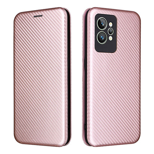 Leather Case Stands Flip Cover Holder L07Z for Realme GT2 Pro 5G Rose Gold