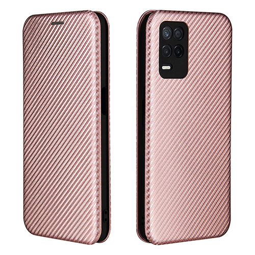 Leather Case Stands Flip Cover Holder L07Z for Realme Narzo 30 5G Rose Gold