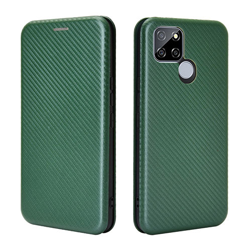 Leather Case Stands Flip Cover Holder L07Z for Realme V3 5G Green