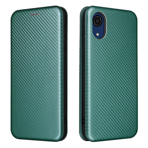 Leather Case Stands Flip Cover Holder L07Z for Samsung Galaxy A03 Core Green