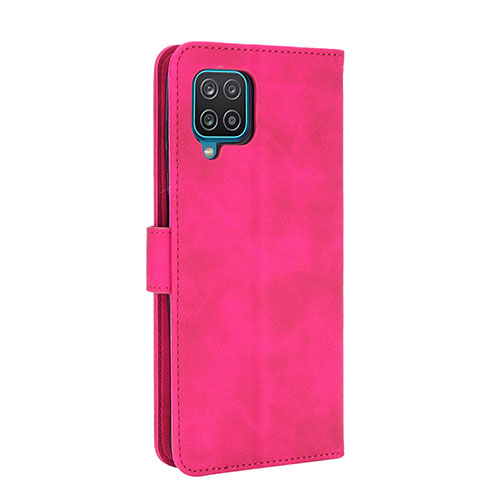 Leather Case Stands Flip Cover Holder L07Z for Samsung Galaxy A12 Hot Pink