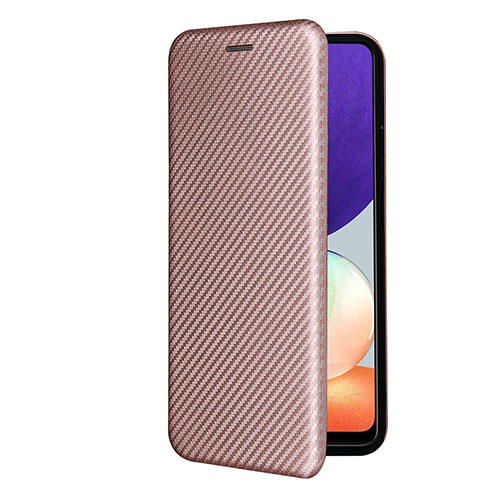 Leather Case Stands Flip Cover Holder L07Z for Samsung Galaxy A22 4G Rose Gold