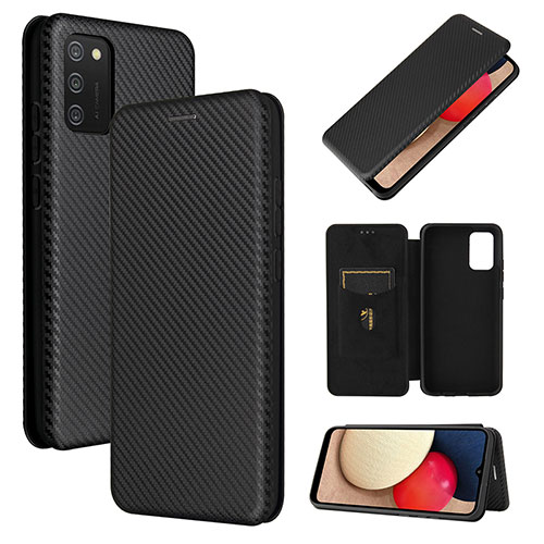 Leather Case Stands Flip Cover Holder L07Z for Samsung Galaxy F02S SM-E025F Black