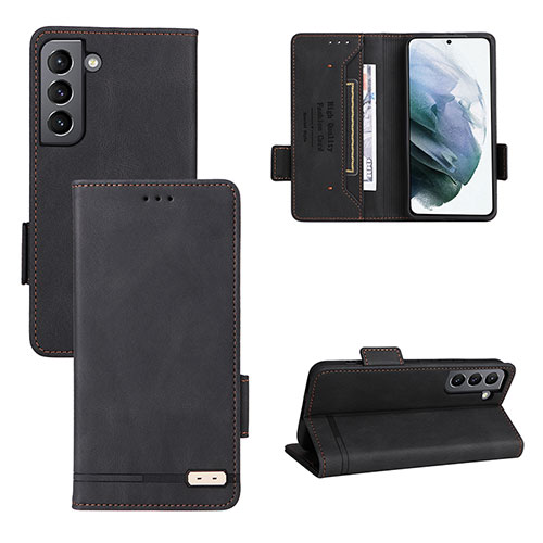 Leather Case Stands Flip Cover Holder L07Z for Samsung Galaxy S21 Plus 5G Black