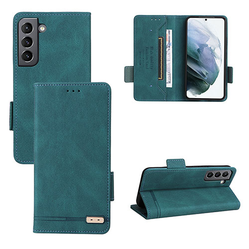 Leather Case Stands Flip Cover Holder L07Z for Samsung Galaxy S23 5G Green