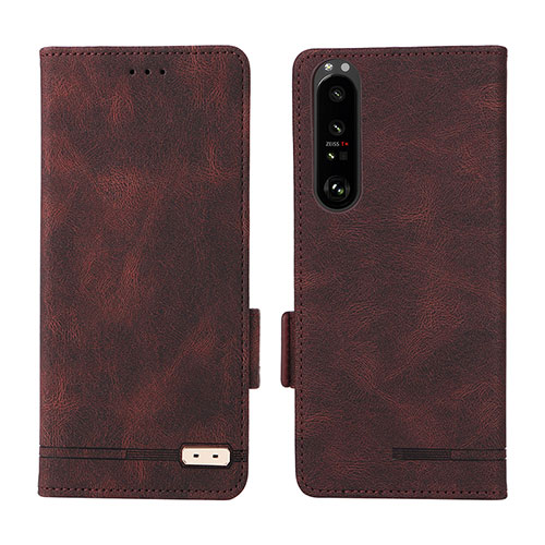 Leather Case Stands Flip Cover Holder L07Z for Sony Xperia 1 III Brown