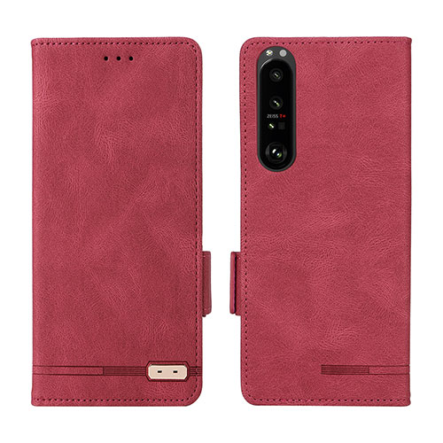 Leather Case Stands Flip Cover Holder L07Z for Sony Xperia 1 III Red