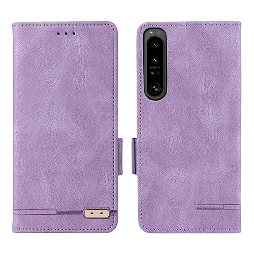 Leather Case Stands Flip Cover Holder L07Z for Sony Xperia 1 IV Purple