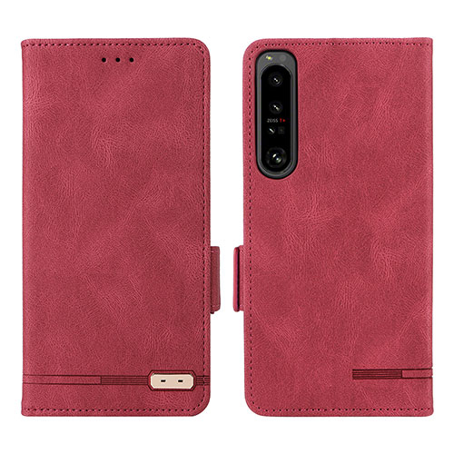 Leather Case Stands Flip Cover Holder L07Z for Sony Xperia 1 IV SO-51C Red