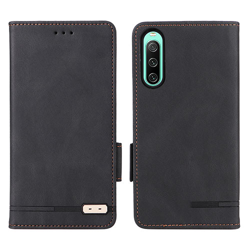 Leather Case Stands Flip Cover Holder L07Z for Sony Xperia 10 IV Black