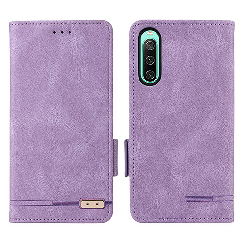 Leather Case Stands Flip Cover Holder L07Z for Sony Xperia 10 IV SO-52C Purple