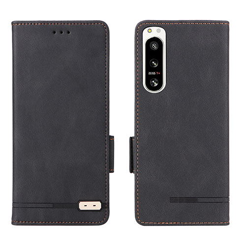 Leather Case Stands Flip Cover Holder L07Z for Sony Xperia 5 IV Black