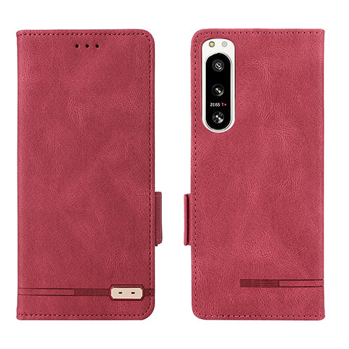 Leather Case Stands Flip Cover Holder L07Z for Sony Xperia 5 IV Red