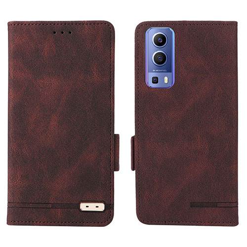 Leather Case Stands Flip Cover Holder L07Z for Vivo iQOO Z3 5G Brown