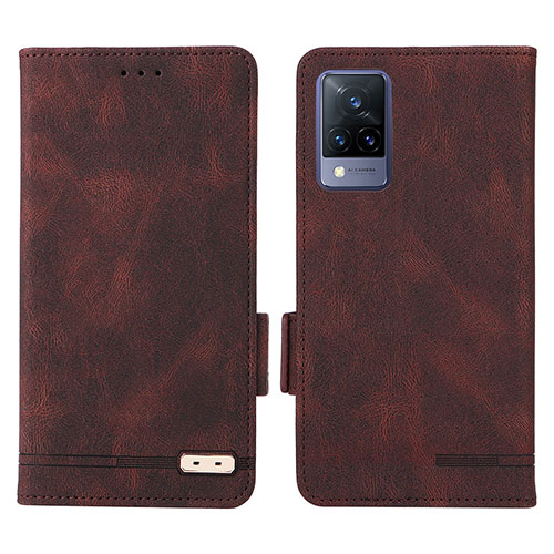 Leather Case Stands Flip Cover Holder L07Z for Vivo V21 5G Brown