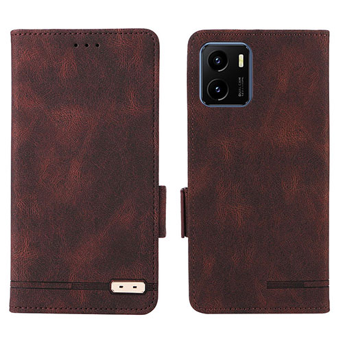 Leather Case Stands Flip Cover Holder L07Z for Vivo Y01 Brown