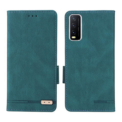 Leather Case Stands Flip Cover Holder L07Z for Vivo Y12A Green