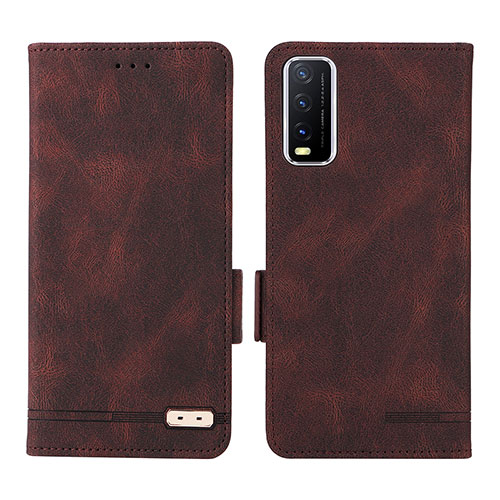 Leather Case Stands Flip Cover Holder L07Z for Vivo Y12G Brown