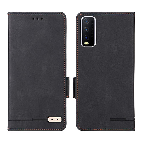 Leather Case Stands Flip Cover Holder L07Z for Vivo Y12s (2021) Black