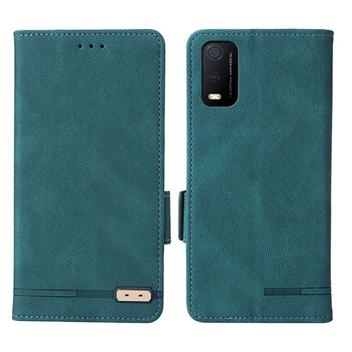 Leather Case Stands Flip Cover Holder L07Z for Vivo Y3s (2021) Green