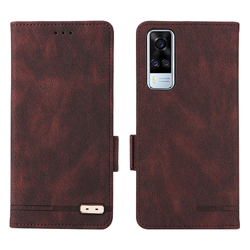 Leather Case Stands Flip Cover Holder L07Z for Vivo Y51 (2021) Brown