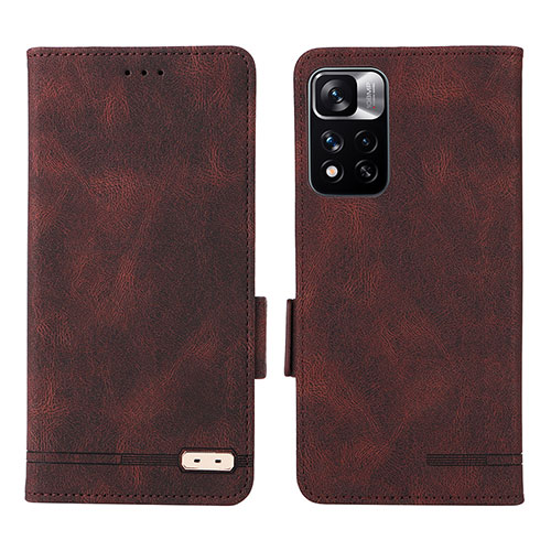 Leather Case Stands Flip Cover Holder L07Z for Xiaomi Mi 11i 5G (2022) Brown