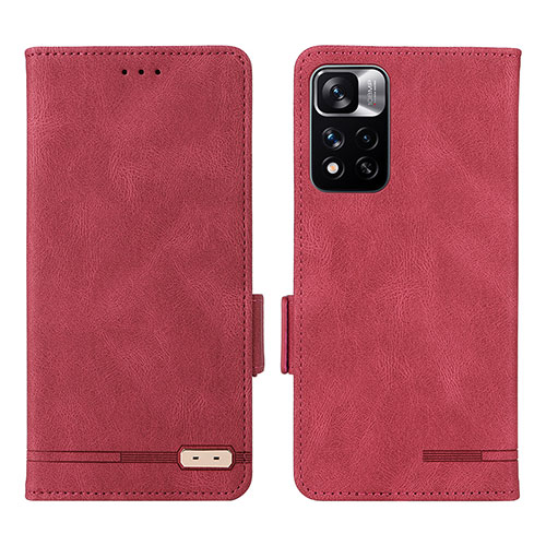 Leather Case Stands Flip Cover Holder L07Z for Xiaomi Mi 11i 5G (2022) Red