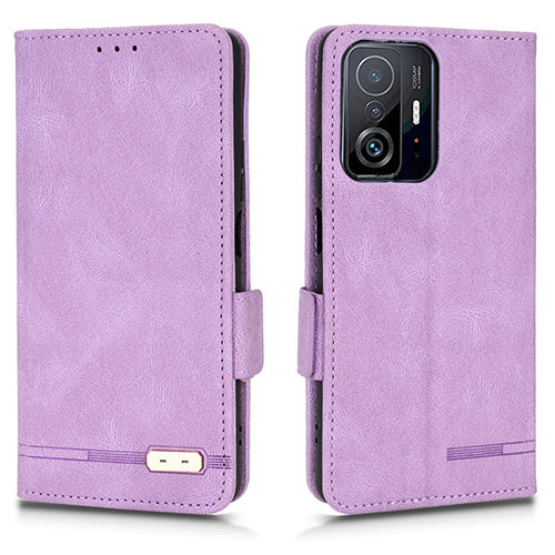 Leather Case Stands Flip Cover Holder L07Z for Xiaomi Mi 11T 5G Purple
