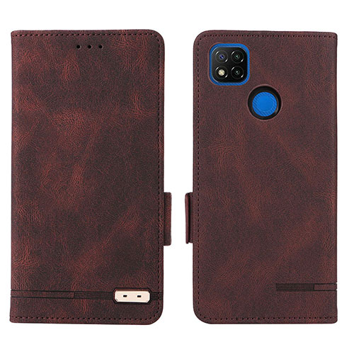 Leather Case Stands Flip Cover Holder L07Z for Xiaomi POCO C3 Brown