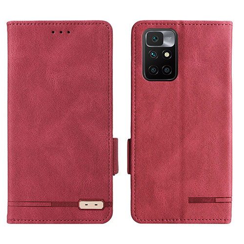 Leather Case Stands Flip Cover Holder L07Z for Xiaomi Redmi 10 (2022) Red