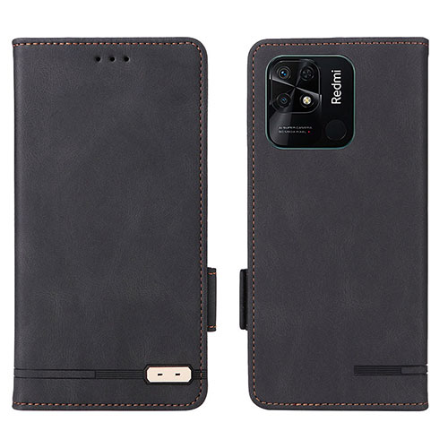 Leather Case Stands Flip Cover Holder L07Z for Xiaomi Redmi 10C 4G Black