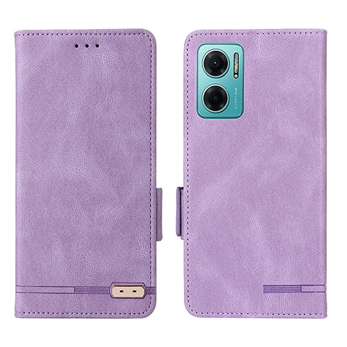 Leather Case Stands Flip Cover Holder L07Z for Xiaomi Redmi 11 Prime 5G Purple