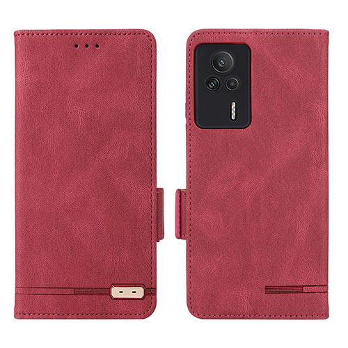 Leather Case Stands Flip Cover Holder L07Z for Xiaomi Redmi K60E 5G Red