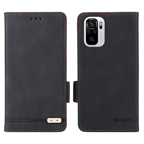 Leather Case Stands Flip Cover Holder L07Z for Xiaomi Redmi Note 10 4G Black