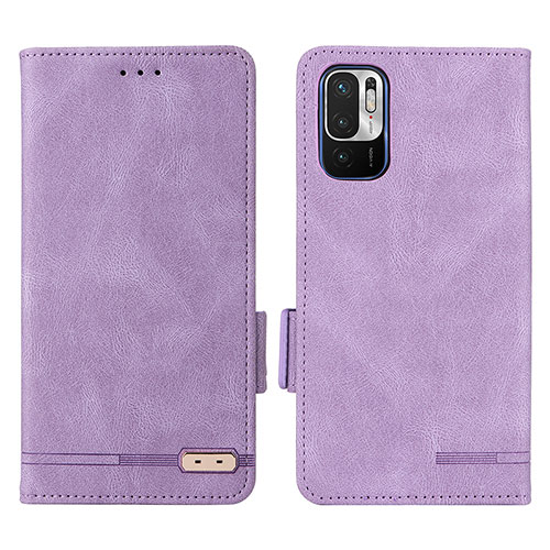 Leather Case Stands Flip Cover Holder L07Z for Xiaomi Redmi Note 10 5G Purple