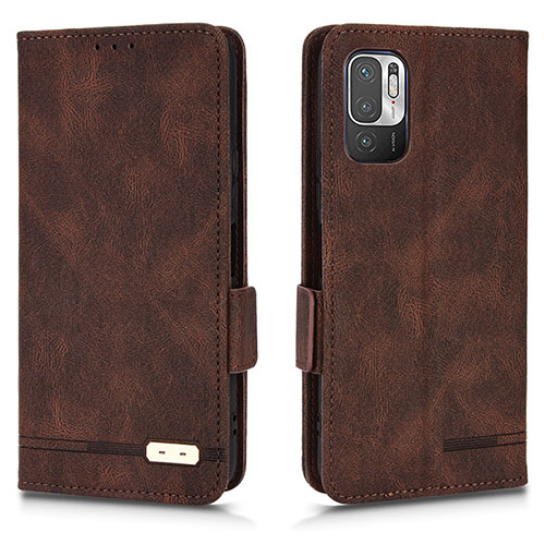 Leather Case Stands Flip Cover Holder L07Z for Xiaomi Redmi Note 10 JE 5G Brown