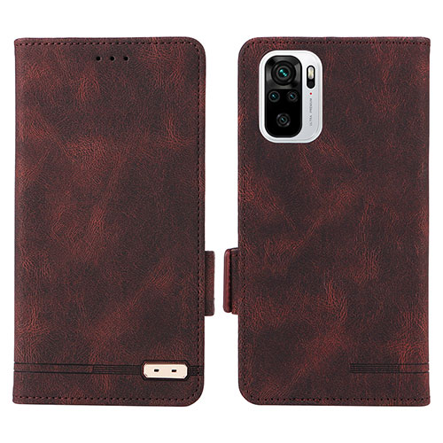 Leather Case Stands Flip Cover Holder L07Z for Xiaomi Redmi Note 10S 4G Brown