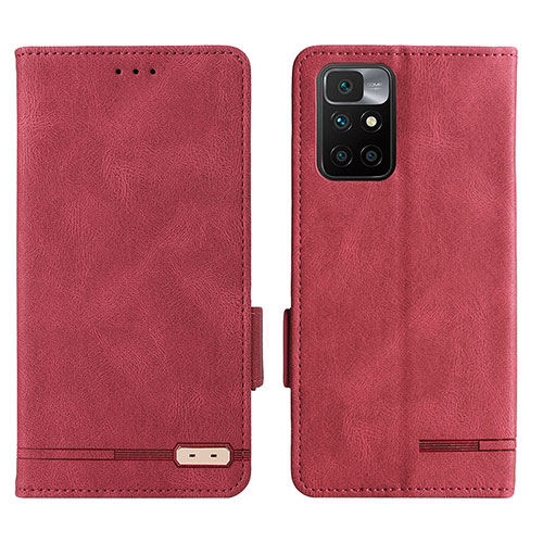 Leather Case Stands Flip Cover Holder L07Z for Xiaomi Redmi Note 11 4G (2021) Red