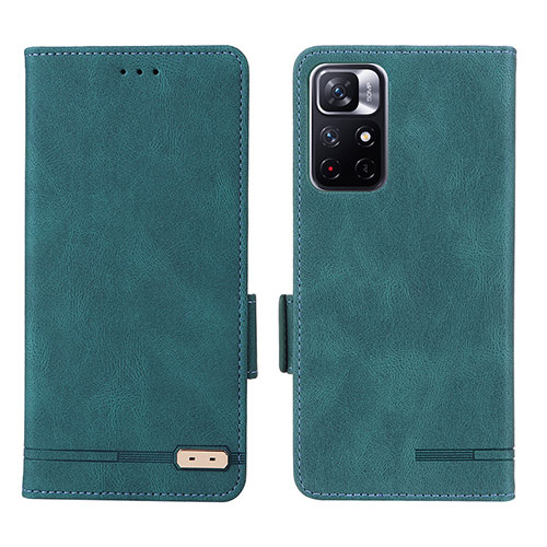 Leather Case Stands Flip Cover Holder L07Z for Xiaomi Redmi Note 11 5G Green