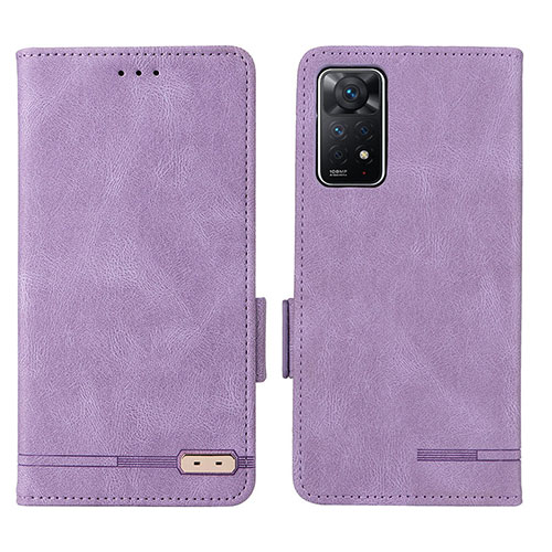 Leather Case Stands Flip Cover Holder L07Z for Xiaomi Redmi Note 11 Pro 4G Purple