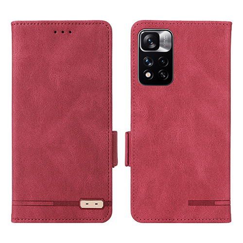 Leather Case Stands Flip Cover Holder L07Z for Xiaomi Redmi Note 11 Pro+ Plus 5G Red