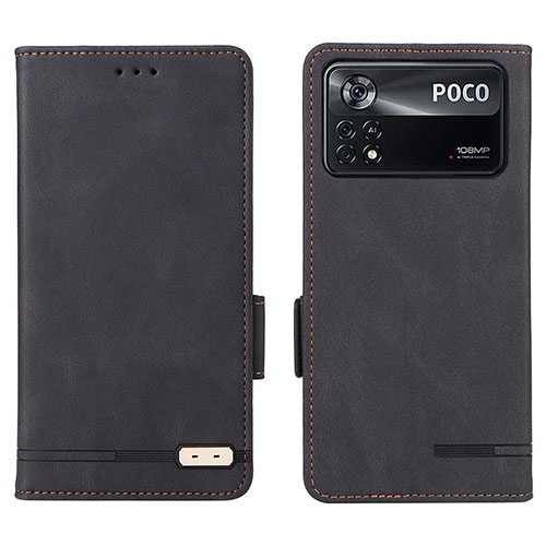 Leather Case Stands Flip Cover Holder L07Z for Xiaomi Redmi Note 11E Pro 5G Black