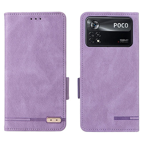 Leather Case Stands Flip Cover Holder L07Z for Xiaomi Redmi Note 11E Pro 5G Purple