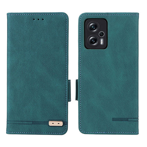 Leather Case Stands Flip Cover Holder L07Z for Xiaomi Redmi Note 11T Pro 5G Green